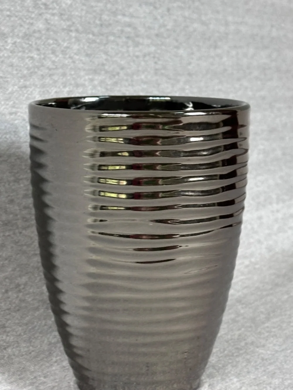 West Elm Ribbed Metallic Ceramic Cylinder Vase